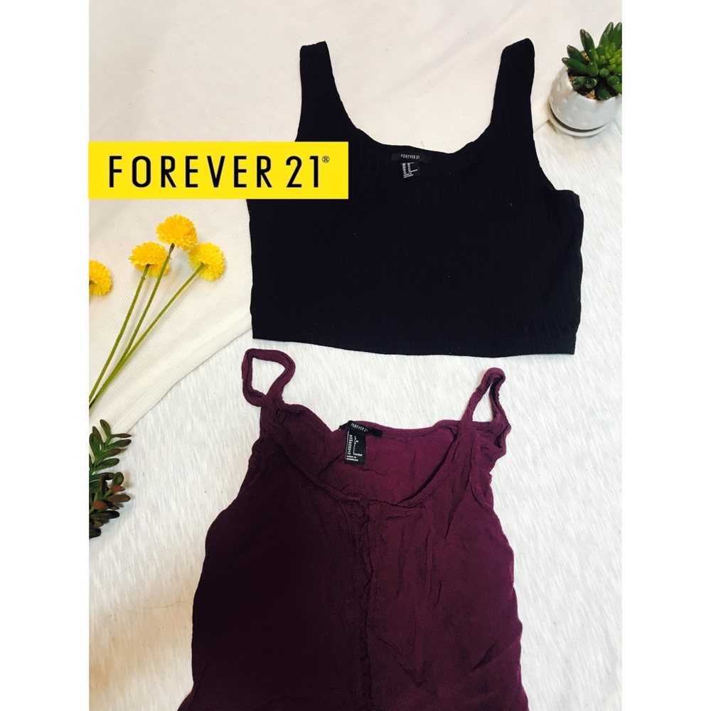 F21 Crop Tops - Black & Purple
